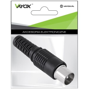 Wtyk antenowy prosty długi czarny WTY0250N / LB0101 Vayox PAK. - 100szt.