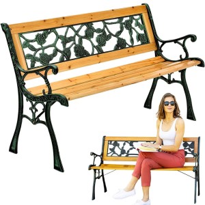 Ławka do ogrodu stalowa 122x56x74cm MEB2769 CHOMIK