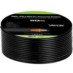 Przewód koncentryczny 1.02 Cu + 32x0.12mm Cu CC1-50GEL czarny Vayox 50m