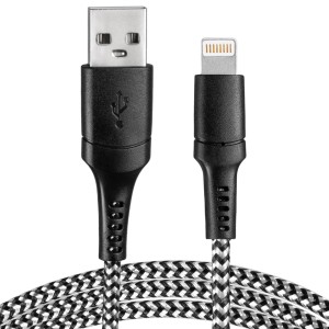 Vayox Kabel USB - lightning oplot czarno-biały 1m VA0149 Vayox