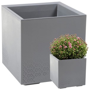 Kwietnik KARO 400x400x400 beton ECO recycled - szary LA935-27 LAMELA