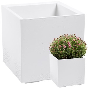 Kwietnik KARO 400x400x400 beton ECO recycled - biały LA935-05 LAMELA