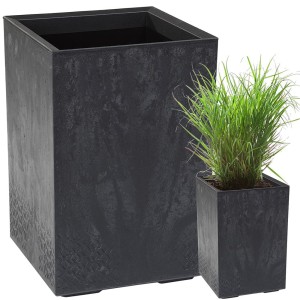 Kwietnik KARO 400x400x600 beton ECO recycled - czarny beton LA992-71 Lamela