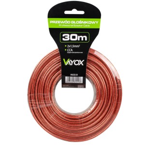 Kabel głośnikowy CCA 2x1,5mm 30m (LB0008-30) VA0222-30 Vayox