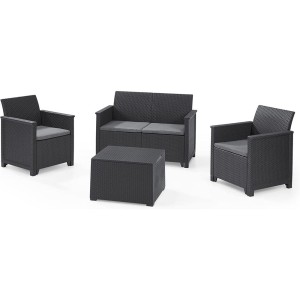 Zestaw wypoczynkowy ELODIE 2 osobowa sofa + 2 fotele + stół 253948 KETER