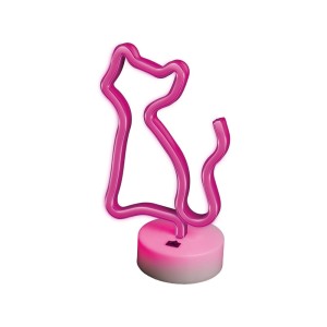 Neon na podstawce LED KOT róż FSNE02 Forever Light