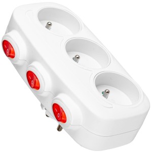 Rozgałęźnik sieciowy 3 gniazda z uziemieniem i wyłącznikami podłużny VA0275 VAYOX