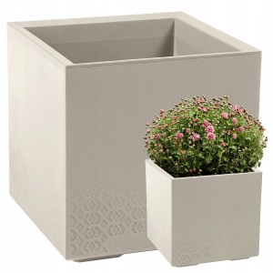 Kwietnik KARO 400x400x400 beton recycled - beżowy LA935-88 LAMELA