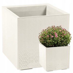 Kwietnik KARO 400x400x400 beton recycled - kremowy LA935-74 LAMELA