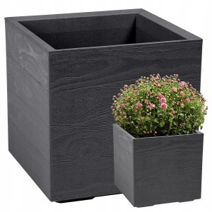 Kwietnik KARO 400x400x400 deska recycled - antracyt LA891-82 LAMELA