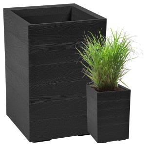 Kwietnik KARO 400x400x600 deska recycled - czarny LA890-04  LAMELA