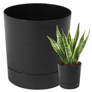 Doniczka z podstawką AURA recycled 380 - czarny LA129-04 Lamela