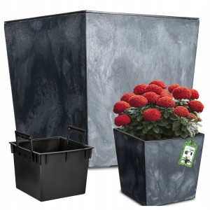 Doniczka URBI SQUARE LOW BETON EFFECT - antracytowy DURS240LE-S433 Prosperplast