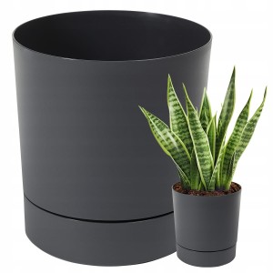 Doniczka z podstawką AURA recycled 175 - antracyt LA123-82 Lamela