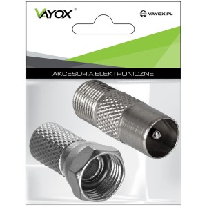 Zestaw złącze wtyk ant. – gni. "F" + wtyk "F" 6,8mm VA0093 Vayox Pak.