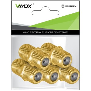 Złącze gniazdo "F" - gniazdo "F" (beczka) gold VA0220 Vayox (opak. 5szt) PAK.
