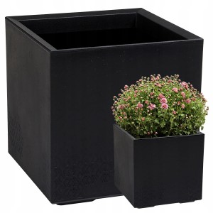 Kwietnik KARO 300x300x300 beton recycled - czarny LA776-04 LAMELA