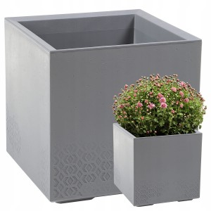 Kwietnik KARO 300x300x300 beton recycled - szary LA776-27 LAMELA