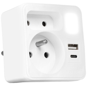 Rozgałęźnik sieciowy 2 gniazda + USB-A + USB-C + lampka nocna VA0373 Vayox