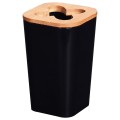 Kubek łazienkowy na szczoteczki z podstawą bambusową 7,2x7,2x12cm czarny Deco4Home.jpg