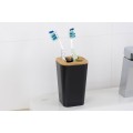 Kubek łazienkowy na szczoteczki z podstawą bambusową 7,2x7,2x12cm czarny Deco4Home-1.jpg